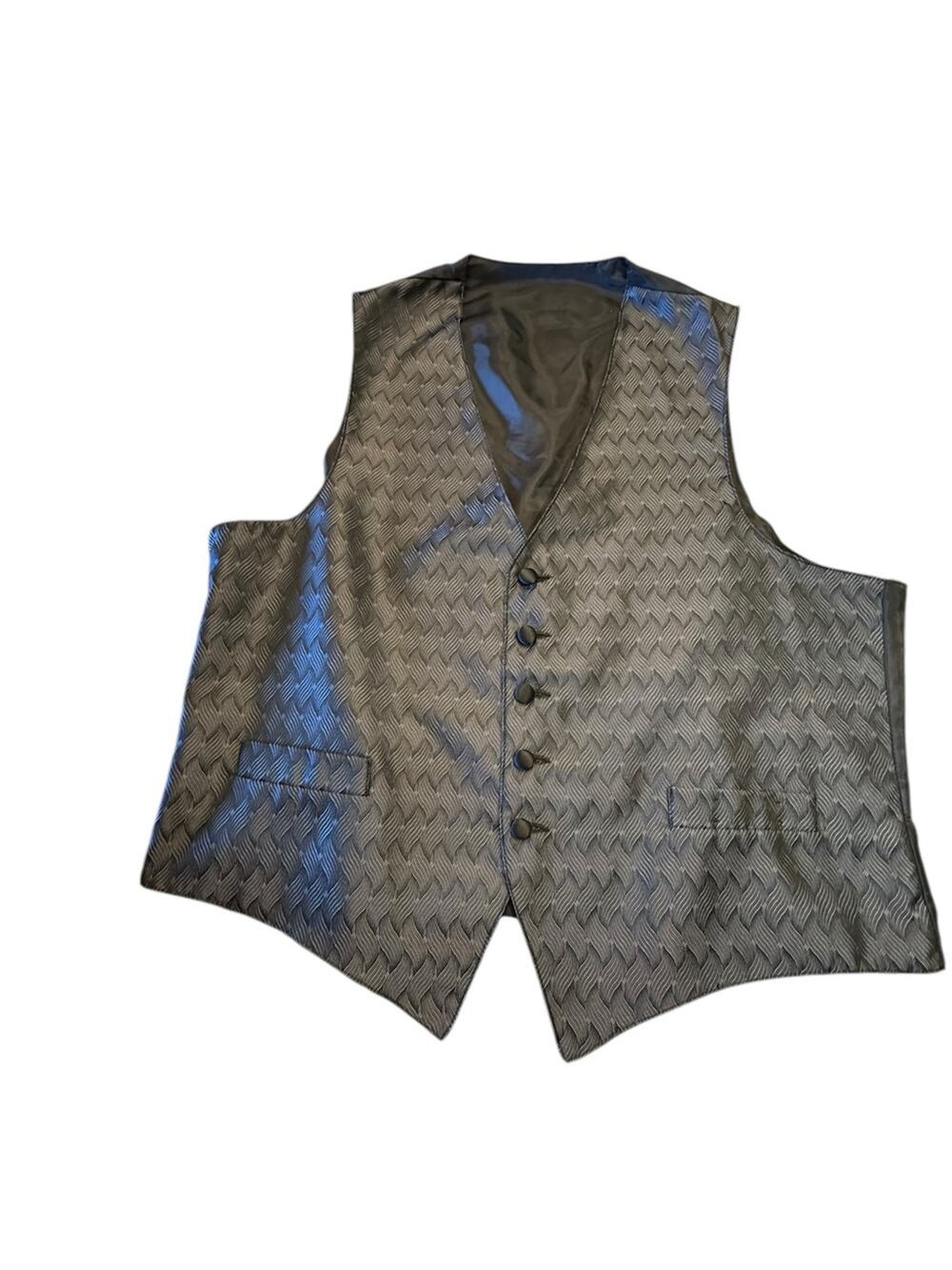 Neil Allyn Mens Large Stylish Gray Tuxedo Vest with Satin Button Closure
